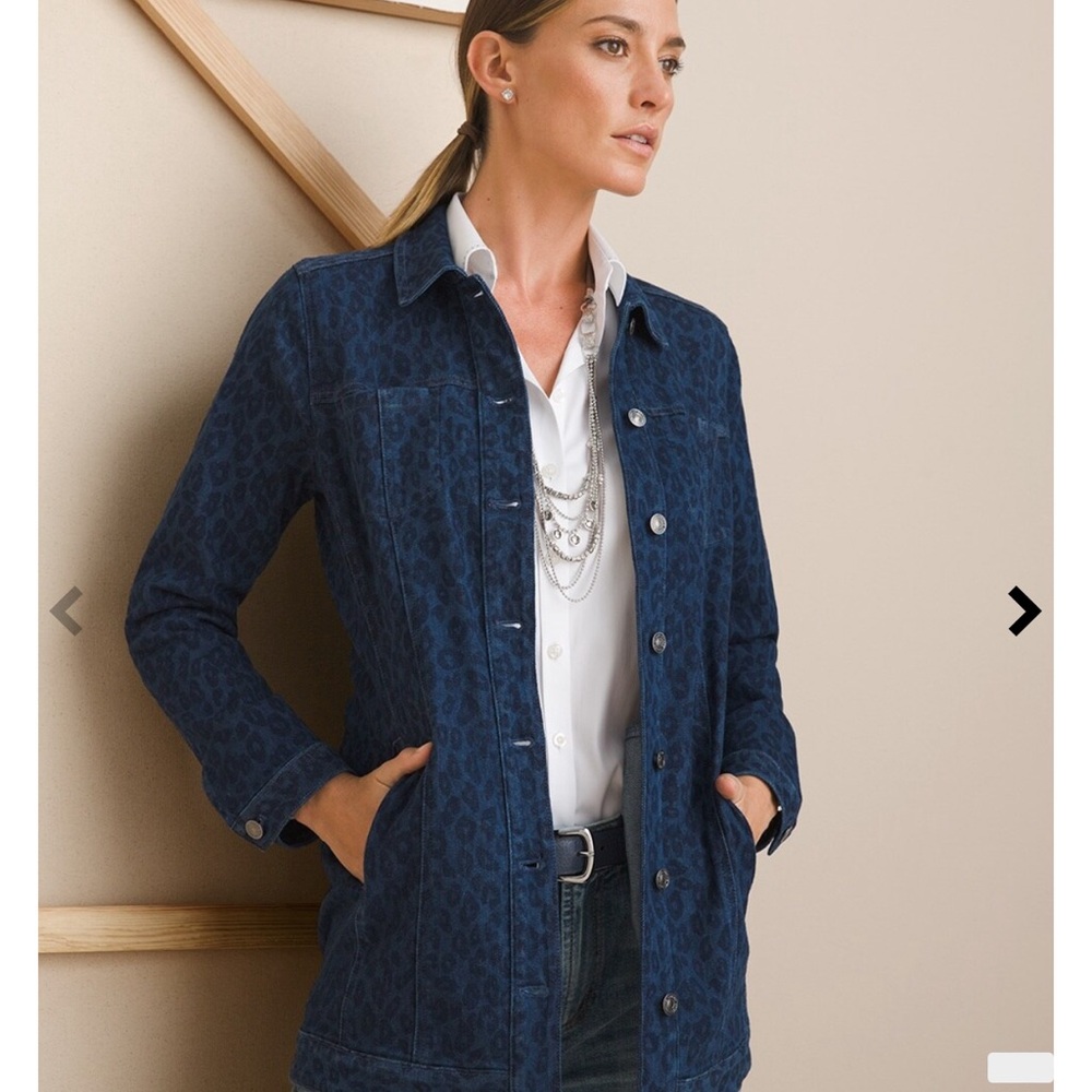 Animal-Print Elongated Denim Jacket size 20-22